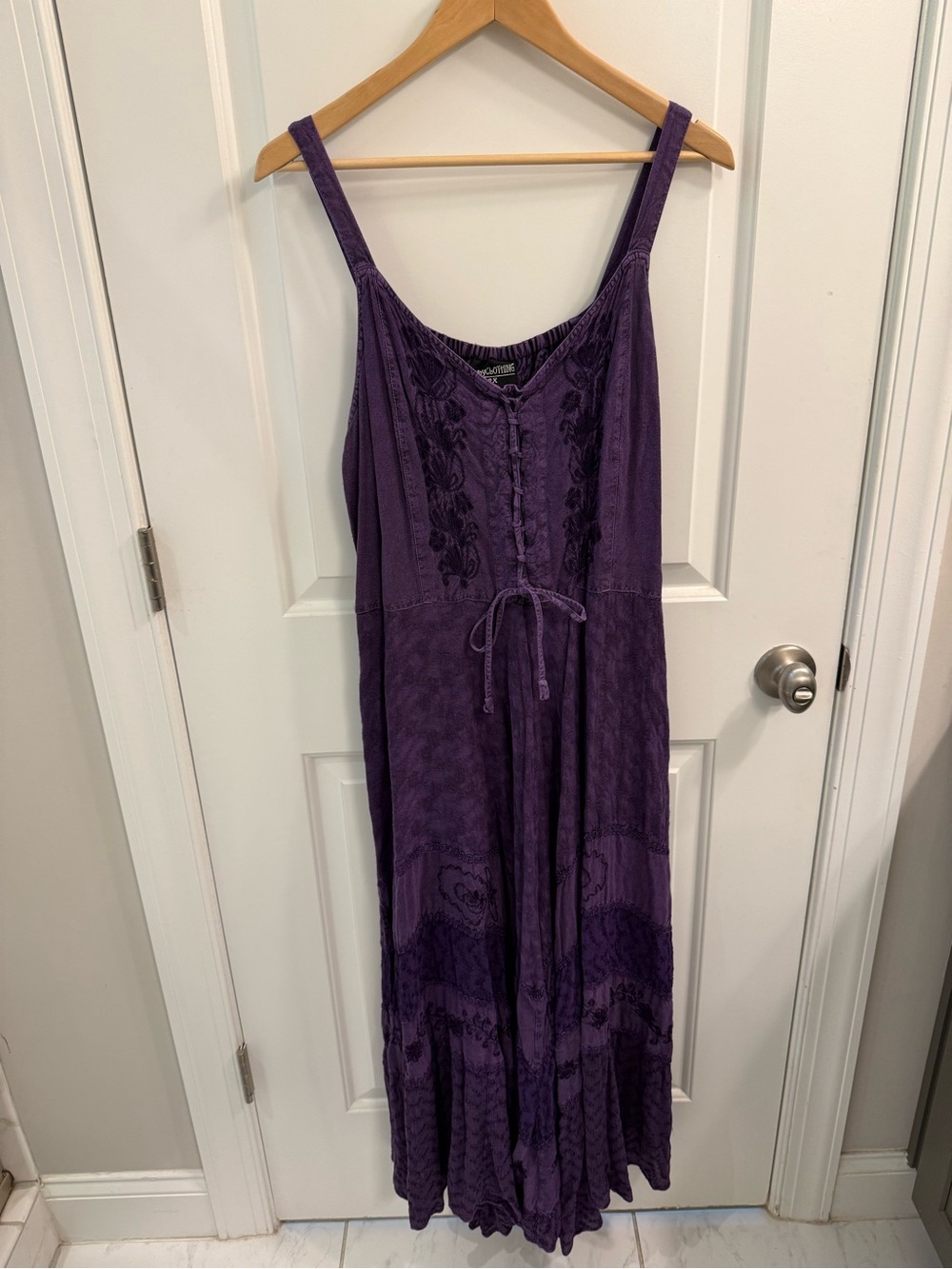 Holy clothing Boho Purple Embroidered Maxi Dress